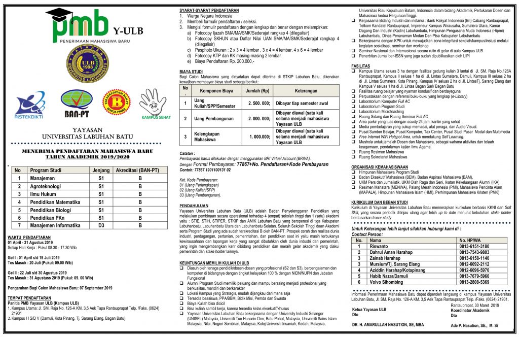 INFO PMB2019 Universitas Labuhanbatu