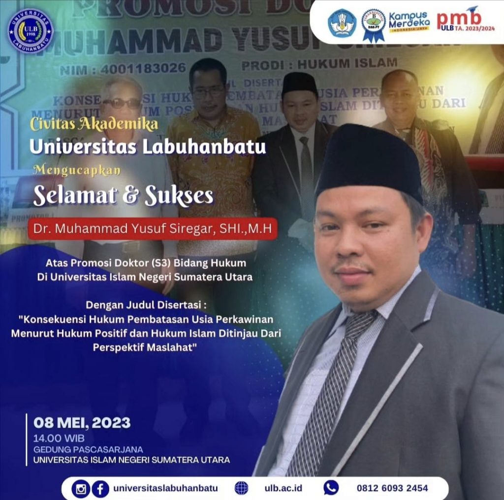 Dosen Fakultas Hukum Ulb Muhammad Yusuf Siregar Shi Mh Raih Gelar 